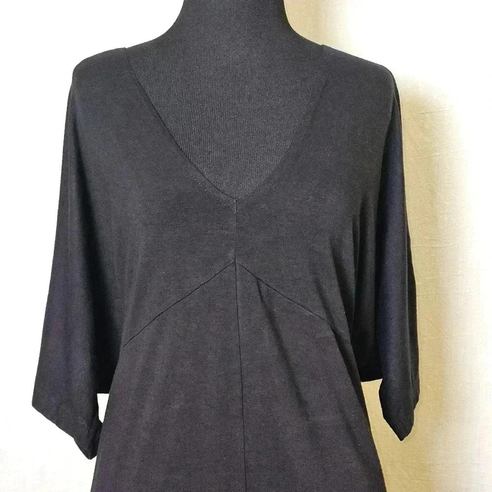 Bryn Walker V Neck‎ Tie Back Sheath Black Dress Lagen Look SZ XS USA - Picture 2 of 14